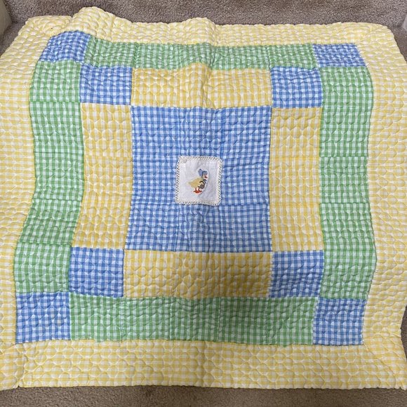 Handmade Other - Handmade puffy gingham baby quilt blanket patchwork crosstitch duck panel